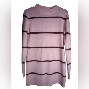 Line And Dot Striped Sweater Dress Size S Long Sleeve Stretch Mini Minumalist